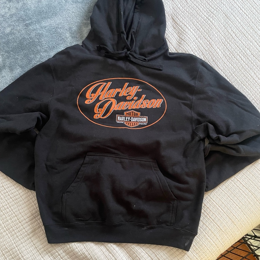 Harley-Davidson Black and Orange Crewneck Sweater